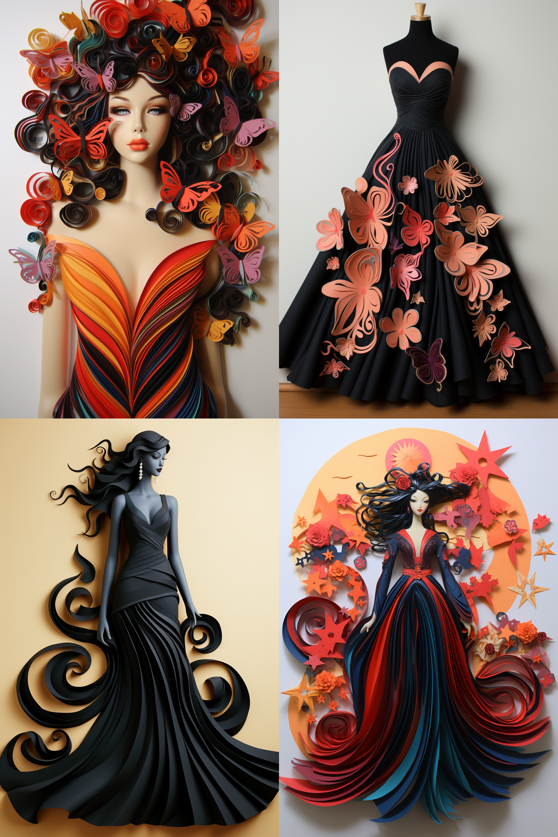 把时装设计图改为剪纸艺术