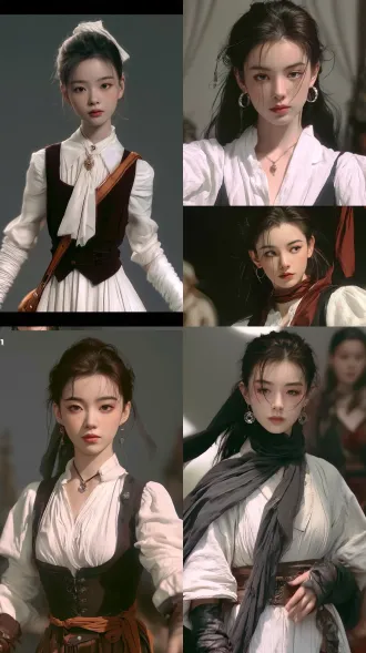 根据图一五官，结合图二妆造生成人物正面全身照