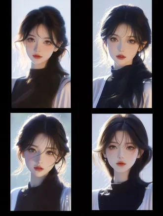 18岁中国现代少女半身正面肖像，动漫2d厚涂精修油画风格，柔和暖光，细腻笔触，浅景深，50mm定焦镜头，清新灵动，低饱和柔色，通透质感。