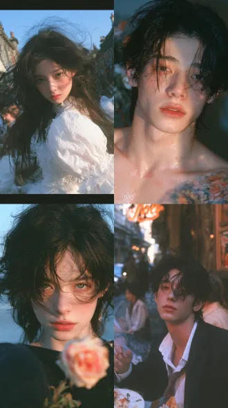 handsome youth, full-body portrait, first love, korean style，东方审美，日常生活抓拍，法式复古风