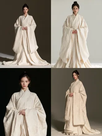 full-body shot, a young beautiful chinese female taoist acolyte, elegant and graceful, delicate facial features, traditional chinese taoist robe with subtle embroidery, neat hair bun, calm gentle expression, hands naturally relaxed, anatomically correct hands, clean seamless white studio background, centered full-body composition, entire figure visible from head to toe, balanced proportions, clear silhouette, soft even studio lighting, clear facial illumination, natural skin tones, subtle fabric highlights, cinematic realism, photorealistic, fine skin texture, detailed fabric and embroidery, chinese aesthetic, 85mm portrait lens, sharp focus, high resolution