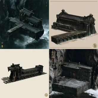 【窄行检修道段】，用途：支线；目标外包围尺寸约4×2×0.25米；核心材料：黑曜岩/暗金护边。原创古中国山腹地牢建筑语言，沉重的体量、带古代工造逻辑的榫接及磨耗边缘，玄黑与黯青为主，旧金只作克制点缀，材质层次清楚，恐怖压迫但结构可读。只建此单件，不生成房间或场景；网格封闭、厚度真实、接地点明确，避免浮空、交错穿模，分离活动件和固定件，预留合理轴心/挂点及碰撞体；低重复纹理，无文字水印、人物、现代设备与屋顶。