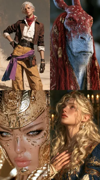 a character with feminine features,i mean like from an 80s movie with the style like that of the dark crystal and the labyrinth,transformers, alien, star trek.