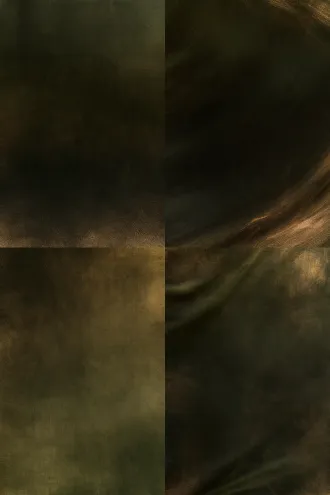 minimalist fashion backdrop, "dusk weaving" theme, deep olive green and dark bronze brown gradient, subtle vintage bronze texture and silk creases, very low contrast, large blank center space for placing figures, clean and uncluttered, subtle interwoven textile yarn texture, elegant oriental atmosphere, no figures, no animals, no text, no complex patterns, hand-drawn fashion illustration backdrop,