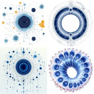 technical scientific schematic cross-section of authigenic marine carbonate nodule, concentric geometric mineralization rings, geological micro-structure, clean flat monoline graphic, stark pure white background #ffffff, international klein blue #002fa7 vector line art, deep navy #06101e ring contours, surgical clarity, isolated on flat pure white