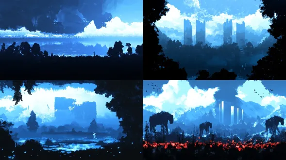 根据参考图，去掉前景和中景，用背景的元素