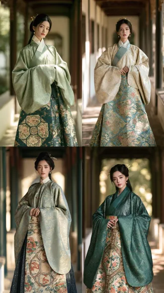 ## 明制云锦华服・端庄贵气（竖版 9:16，人像全身） **ai 生成提示词：** 东方古典美女，鹅蛋脸，温婉沉静的神态，清冷白皮，淡古典花钿妆容，明代高盘发髻，玉簪、银鎏金步摇点缀，耳坠珍珠。身穿明制立领长袄 + 织金妆花马面裙，非遗云锦妆花织造工艺，裙门八达晕宋锦纹样，缠枝牡丹、如意云纹，手工苏绣镶边，传统非遗盘扣，杭罗暗纹纱质披帛，面料纹理真实细腻，丝线光泽柔和。立于古园林廊下，柔和漫射天光，空气通透，中式工笔电影质感，8k 超高清，细节丰富，服饰织造肌理清晰，景深柔和，国风写实人像，9:16 竖版，氛围感东方非遗美学。