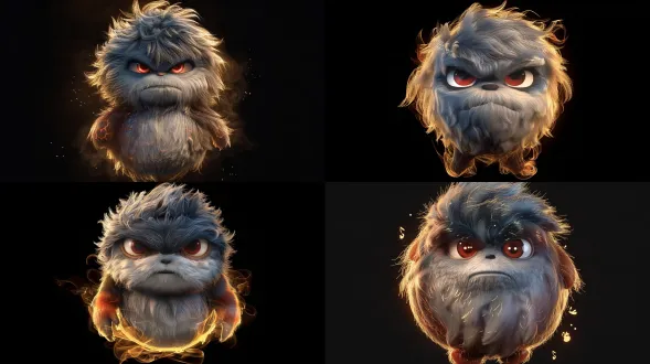 disney pixar style, a small floating orb of warm dark smoke, glowing golden edges, looking like a smoldering ember, cute and magical, isolated on pure black background, 8k