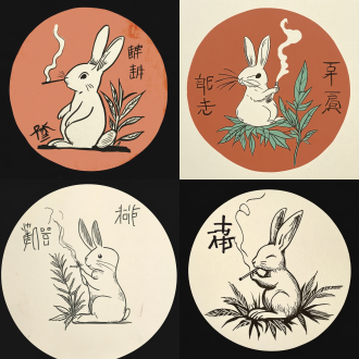 植物下坐着抽烟兔子的logo