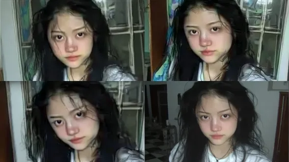 20-year-old chinese girl, long slightly messy wavy black hair, soft round eyes, natural subtle lip color, quiet gentle youthful look, faint innocence. real with visible fine pores and subtle skin texture, no heavy makeup. casual simple white top. cinematic portrait, soft diffused natural window light, low muted color tone, subtle fine film grain, ultra sharp facial details, photorealistic, clear high resolution.