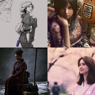 以我的脸 给我设计一个穿着日本和服的日本千金 要真实一点 不要美化的过于虚假