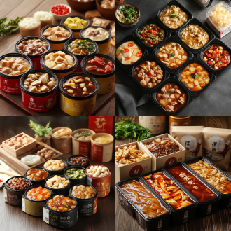 系列 代表产品 核心定位 主要场景 食养预制菜 真空卤制手撕麻鸡、三杯崇仁麻鸡、茶油焖麻鸡预制硬菜 规模走量、日常刚需；降低冷链压力 家庭速烹、餐饮出餐、商超零售、校园零售 四季膳养 四季古法煨汤礼盒、一人食简装煨汤，搭配分袋本草汤包 差异化壁垒、复购；四季节气消费 一人食、轻养生、家庭膳养、礼赠 文化文创 国风节气礼盒、文旅伴手礼（食品 + 纸质文创组合） 品牌溢价、礼赠；严控文创成本 节庆馈赠、商务往来、文旅伴手礼 年轻化 ip 潮玩 节气盲盒（卤味零食 + 纸质书签 / 明信片） 年轻破圈、低成本 ip 传播；不开模做手办 社交传播、年轻群体小伴手礼 你来生成产品图片，一定要保证真实，主体还是体现产品与文化，不要太幼稚