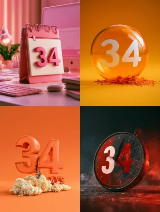 报名结束才是开始：你的国考只剩 34 天，根据这个文案，生成一张3:4的视频封面，内容风格是关于国考的