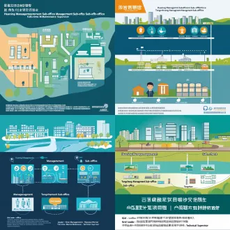 4.4.4.1 片区化责任管理——配图方案 画面主题：三分区责任网格示意图 构图要点：一张横向地图式布局，画面分为左中右三个色块区域，分别标注“怀宁管理分处”“潜山管理分处”“桐城管理分处”；每个区域内用图标标出渠系设施点位，并配“网格长—专职养护员—技术监督员”三级责任链示意（可用三个人形图标纵向排列）；整体风格为扁平化信息图，蓝绿色调，简洁清晰。 ai绘图提示词：flat infographic map divided into three colored zones labeled huaining, qianshan, tongcheng management sub-offices, each zone showing canal facility icons and a three-level responsibility chain with grid leader, maintenance worker, technical supervisor icons, clean blue-green color scheme, vector style, no text clutter, 16:9.
