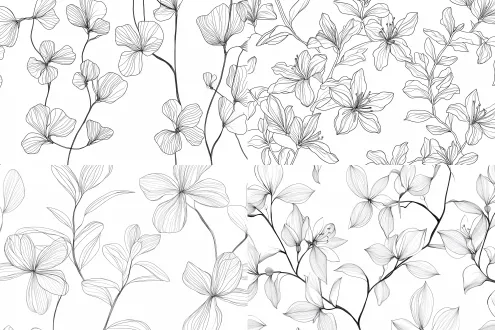 minimalist line art, abstract traditional chinese honeysuckle pattern (rendongwen), black and white, linear design, geometric reconstruction, deconstructed, thin elegant lines, white background, continuous line drawing, vector style, inspired by modernist graphic design, no shading,