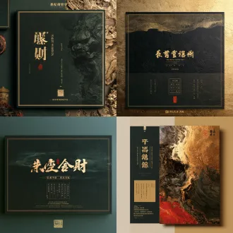 主色调：“黑金”为主（代表高端商科、金融、财富），辅以“朱砂红”或“黛绿”（古风点睛，增加文化底蕴）。 · 字体搭配： · 主标题与团队名：毛笔行楷或字库隶书（彰显古风气场）。 · 副标题与信息栏：黑体或宋体（体现经管学院的严谨与专业）。 · 构图布局：采用上下分层或四周环绕的中心对称构图（符合古风古典美学）。