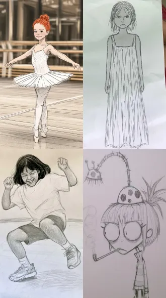 画面中女孩8岁，性格活泼开朗，常常因为过于兴奋而词不达意，手舞足蹈；乐忠于与人交往，十分聪明，但又经常被自己的小聪明拖累。