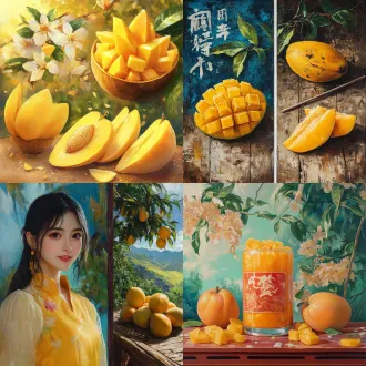 任务成果*芒果干详情页＋自己商品两个商品详情页* 1. mj绘画中文站ai扩图后的商品图片2张；