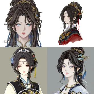 qq人，古风，精细笔触，细腻质感，整体造型精致柔美，层次细腻。严格参照例图进行绘制，保留形象特点