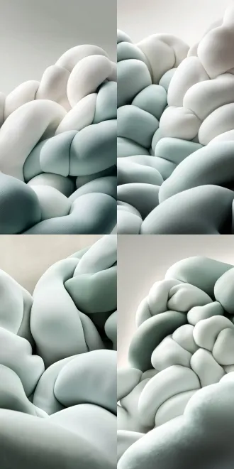 soft, knitted fabric with large, chunky stitches in white and light gray tones, arranged in a textured, cozy manner. high - resolution, soft lighting, minimalist background.