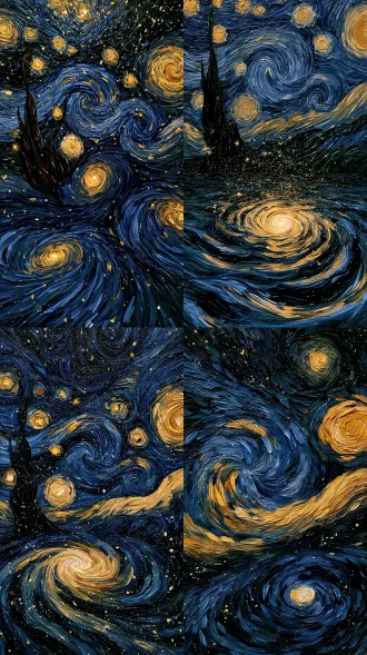 中子星及重力场，梵高厚涂笔触，宇宙暗色调，中心构图，深空背景，4k超清，适配三星s26ultra，星芒光效，扭曲引力涟漪，深邃神秘感