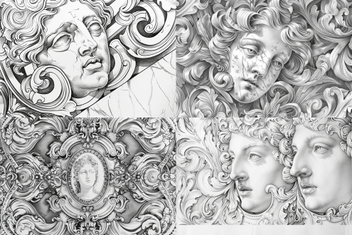 versace pattern, pencil sketch,