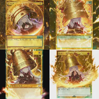 神器立绘，东皇钟（混沌钟），玄黄古铜色，周身刻满星辰云纹与上古符咒，龙形钟耳，钟体悬浮，雷光混沌气环绕，威严磅礴，国风玄幻，器物特写，干净背景，高清8k