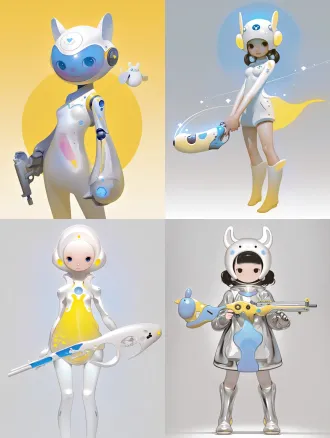 a girl is holding a gun,in chrome silver armor,,in clothes