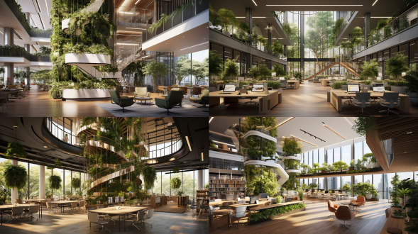 新一代甲级写字楼办公空间，空间除了办公还有垂直绿化