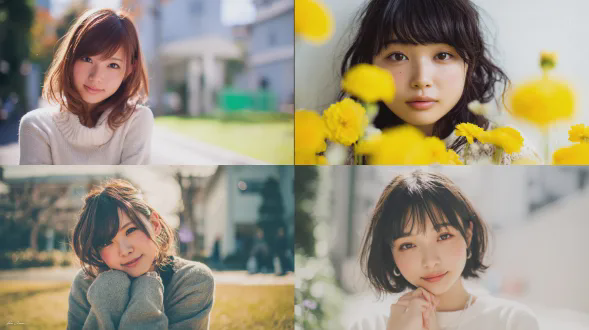 清新日系糖水人像摄影，年轻女性，气质干净温柔，五官精致但不锋利，自然微笑或若有若无的浅笑，眼神柔软，没有强烈情绪，整体给人阳光、舒服、很好相处的感觉。使用85mm或50mm定焦镜头拍摄，大光圈f/1.4–f/2.0，浅景深，背景高度虚化（bokeh），人物位于画面中央或三分法构图，半身或胸像人像。逆光拍摄，柔和自然光，阳光从人物背后或侧后方照射，发丝轮廓光明显，无强阴影，无硬光，整体曝光略偏亮的高调画面（high-key）。画面对比度较低，饱和度偏低但不灰，整体色调偏暖，奶油色调，通透、干净、明亮，空气感强，轻微过曝但细节完整。户外春夏氛围场景，背景为草地、树林、白墙、校园或安静街角，背景元素极简不抢主体。人物穿着浅色系服装（白色、米色、浅蓝、浅粉），棉麻或针织材质，妆容自然清淡的日常伪素颜风格，皮肤通透细腻，轻微磨皮但保留真实皮肤质感。整体为真实摄影风格，非插画，非油画，画面安全、讨喜、商业化，小清新、治愈系、日杂风、ins风，恋爱感与夏日氛围明显。