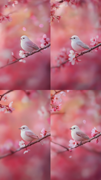 under the cherry trees where the splendor has faded, the cuckoo cries, embodying a beautiful and decadent aesthetic. shot from a low angle, with a soft-focus telephoto lens, the warm tones of dusk, side backlighting, with withered branches and falling petals, creating a tranquil and melancholic atmosphere. high contrast, detailed close-ups, and a cinematic feel.