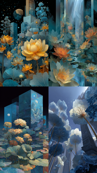 3d digital ink wash masterpiece, vertical composition, the image is divided by abstract geometric frameworks and color blocks, on the left side a zen cosmic nebula of floating lotus petals, a giant, sacred dunhuang caisson mandala below the center, creating a visual diagonal balance, in the upper right corner are intricate motifs of buddhas and celestial apsaras, zen studies, landscape painting, a combination of figurative and abstract, a mix of traditional painting and modern decorative art, expressionism and digital art merging, gradient colors, various dark abstract color blocks, lines and geometric structure in negative space background, meticulously arranged art exhibition, gallery atmosphere, oil painting texture, 3d digital rendering, partial highlights, strong light and shadow contrast, emphasis on the foreground, contrast of cool and warm tones, low saturation, top light source, high detail, ultra-clear focus, 8k, photo quality, surrealism.