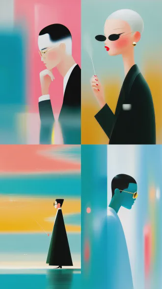this is a work presenting surrealist dreamcore and vaporwave aesthetics, featuring a blend of high-saturation rainbow gradient lighting, hazy film grain texture, and minimalist yet narrative-driven cinematic composition, creating a fantasy dream atmosphere that is both lonely and healing. [forced composition] close-up profile shot (not mid shot), lens focuses on the conductor's face rather than full body. [facial anchors] an old conductor wearing gold-rimmed glasses and a neat white beard, his side profile face is fully visible and illuminated by stage light, not in shadow or silhouette. [state] he stands in distinct profile, raising his right arm with the baton, eyes staring sharply through glasses at the score ahead, extremely focused expression. [details] clear tuxedo collar details, no back view, no rear view, no silhouette,