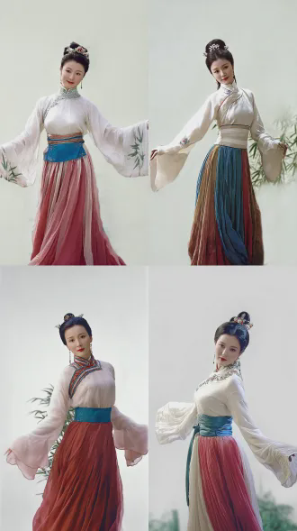 a elegant classical chinese beauty from 1980s costume drama, willow-leaf eyebrows and almond-shaped eyes, vermilion dot lips and pearl hair ornaments, porcelain-like delicate skin texture, wearing traditional hanfu with soft flowing sleeves, standing gracefully in traditional chinese garden architecture, red palace walls and emerald bamboo in background, lattice windows creating layered depth, studio high-key lighting with soft diffusion, agfa color film aesthetic, gentle and ethereal atmosphere, hazy dreamlike quality, retro tv drama visual style, 1980s chinese television cinematography, oriental classical composition with chinese frame aesthetics, subjects separated from background with rich layers, soft focus and romantic mist, warm color temperature, dignified and jade-like elegant temperament, cinematic depth of field, storytelling atmosphere of classical film https://cdn-upload.qihuiai.com/images/image/20260224/19551292/image/42432029.jpg https://cdn-upload.qihuiai.com/images/image/20260224/19551292/image/77809803.jpg