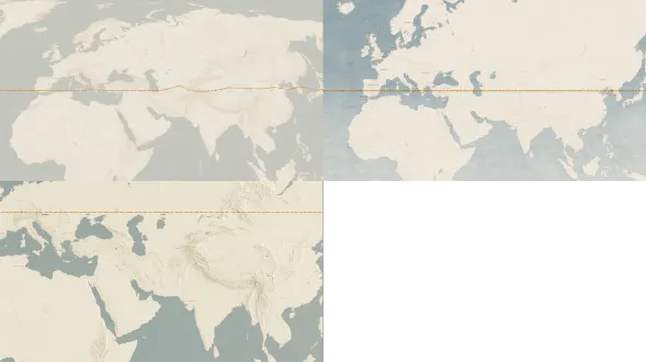 简约高级质感世界局部地图，横跨欧亚大陆，一条醒目的金色虚线代表北纬 37 度，地图上面清晰标注点位：波尔多（法国）、西西里岛（意大利）、伊兹密尔（土耳其）、德黑兰（伊朗）、烟台（中国）。大地用柔和米黄色，海洋淡蓝，文字优雅细体，适合葡萄酒品牌宣传图，低饱和度，轻奢质感，不要多余装饰