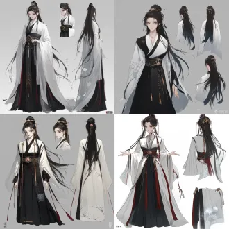 全身, 角色设计, 多姿势角色, 全身角色, 青瓷莲花尊｜温婉莲仙，柔和慈悲 原型：北朝青瓷莲花尊 人设：临水莲仙，性情柔软包容，安静恬淡，自带水汽清韵 全身描写：浅墨长发松松挽低髻，簪青瓷莲瓣发簪；冰青月白叠层齐腰襦衫，层层裙摆雕刻感莲瓣褶皱，如同尊上仰覆莲花；衣身暗刻宝相花，泛青瓷冰裂纹细闪；袖口薄纱如水雾，腰间浅青络子挂莲形青瓷坠，裙摆垂落如水波纹，气质恬静柔和，眼尾温润。 ai 三视图词：古风莲仙拟人，青瓷莲花尊拟人，全身立绘，三视图：正面｜标准侧身 45° 侧视｜正背面，白底淡彩，北朝古风，冰青瓷色，满布莲瓣纹样，冰裂纹细闪，水色薄纱，清冷水光质感