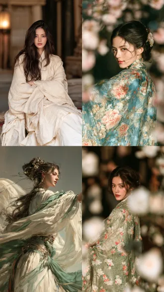 古风仙女，身穿清新服饰，古风婉约，治愈