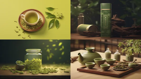 设计一款提货券的背景图，商品是中国绿茶“碧螺春”，要求画面简洁，素雅，表现出高端品牌形象。