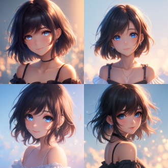 黑头发动漫女，正脸特写，简约浅色背景，柔和温暖光线，治愈系微笑表情，细腻皮肤质感，大眼睛，轻微侧光，柔焦效果，淡雅色调，清新氛围，2d动漫风格，高清细节，人物居中，安静感，暖色系，温柔眼神，简约线条，无背景干扰。