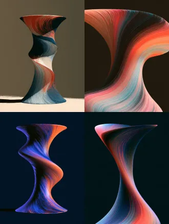 minimalist composition, single giant element. a massive flared architectural column with fluid, organic curves. the surface of the column flows with breathable and vibrant acrylic paint brushstrokes. organic architectural aesthetics, strong light and dark contrast, obvious data grain effect, dynamic illustration style, 8k