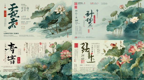设计一张节日庆典的海报，主题为"小暑"，画面: 设计一张节日庆典的海报，主题为"小暑"，画面: 小暑海报，厚涂油画风格，标题左侧中间有复古印章字体，下方文字“荷漾夏露 清风化凉”，左侧标注“二十四节气”，荷花荷叶背景，水波纹理，淡雅色调，中国风，对称构图，柔和光线，传统书法字体，水墨晕染，宁静感，青绿色调，清凉氛围，古典印章，细腻笔触，优雅布局，文字字体: 书法体，效果: 油画，效果: 油画