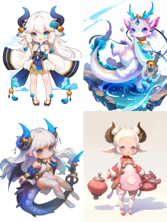 8k ultra-high-definition, masterpiece-quality, official art style, full-body portrait, pure white background, high contrast, sharp details, two-dimensional q-version little dragon, round and soft body, pure white fur, gradient blue eyes (with the texture of three gorges water ripples), pink gradient blush, minimalist facial features, smooth blue dragon horns (with the texture of kui gate stone patterns), gold necklace with tiger-shaped bell and hotpot pendant, blue cloud tail (with the stream lines of three gorges mist), modern chinese cute style, flat design, no shadows, no gradients, vector art sense, bashu culture texture (embroidery pattern on the chest), natural hand-held mini kui gate scenic area map, soft diffused light, ultra-cute atmosphere