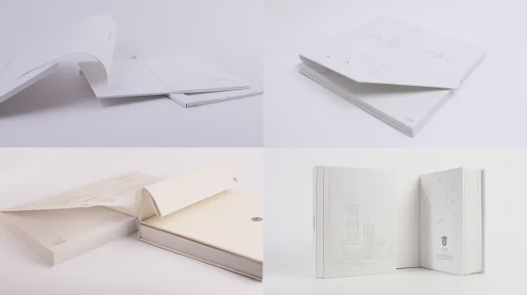product design drawing of a graduation certificate storage book, made of 100% recycled paper from waste cartons, cover with 3d embossed university library landmark, inner pages for diploma and degree certificate, with signature page for classmates, laser engraved school motto and xiaolu yoyo logo, minimalist flat design, cad line drawing, white background, ultra clear, 8k, product structure visible
