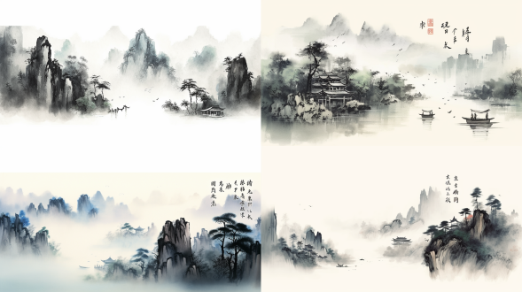 水墨工笔画风格，大面积留白，细腻笔触，淡雅色调，中式美学，宣纸纹理，自然光影，静态构图，柔和阴影，传统意境，宁静氛围，墨色渐变，吴冠中式写意，极简构图，暖色点缀，工笔细节，含蓄情感，虚实相生，留白意境，宣纸质感。 画面中间是一只蜷缩成一团、黑白相间、正在睡觉的奶牛猫，占据画面大概１０％的面积，顶视图。猫的周边是围绕着它飞翔的２０－３０只各种各样的蝴蝶，每种蝴蝶只有一只。蝴蝶有大有小，有远有近。背景是金色的。国画工笔重彩风格。