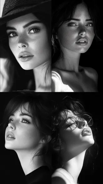 男人和女人，大师风格，黑白胶片，暗调背景，柔和侧光，高对比度，细腻颗粒，忧郁眼神，中性色调，经典构图，深沉氛围，自然光影，低调奢华，人物特写，微妙阴影，怀旧质感，胶片噪点，情感传达，静谧场景，高光细节，深邃表情，艺术摄影，经典黑白，50mm镜头，低饱和度，高锐度，柔焦效果，胶片颗粒，暗角效果，情绪张力。