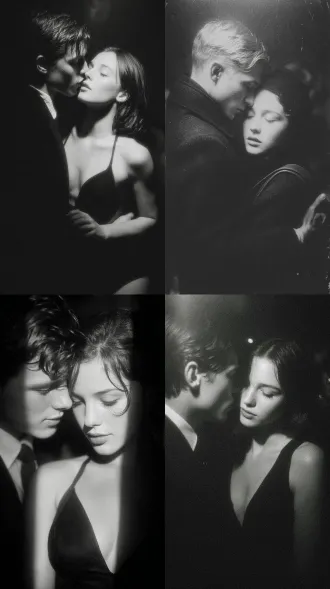 男人背着女人，黑白胶片，暗调背景，高对比度，细腻颗粒，经典构图，深沉氛围，自然光影，低调奢华，人物特写，微妙阴影，胶片噪点，情感传达，静谧场景，高光细节，艺术摄影，经典黑白，35mm镜头，高锐度，柔焦效果，胶片颗粒，暗角效果，情绪张力。