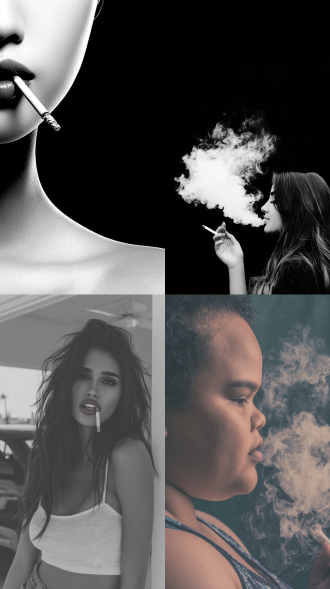 女人手里拿着一根香烟，嘴里吐着眼，大师风格，黑白胶片，暗调背景，柔和侧光，高对比度，中性色调，经典构图，深沉氛围，自然光影，人物特写，微妙阴影，胶片噪点，情感传达，静谧场景，高光细节，深邃表情，艺术摄影，低饱和度，高锐度，柔焦效果，胶片颗粒，暗角效果，情绪张力。