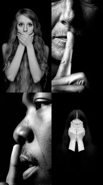 男人，手指，女人，嘴，大师风格，黑白胶片，暗调背景，柔和侧光，高对比度，中性色调，经典构图，深沉氛围，自然光影，人物特写，微妙阴影，胶片噪点，情感传达，静谧场景，高光细节，深邃表情，艺术摄影，低饱和度，高锐度，柔焦效果，胶片颗粒，暗角效果，情绪张力。