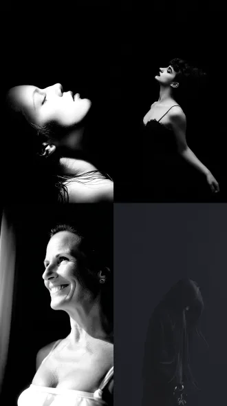 女人，游戏，大师风格，黑白胶片，暗调背景，柔和侧光，高对比度，中性色调，经典构图，深沉氛围，自然光影，人物特写，微妙阴影，胶片噪点，情感传达，静谧场景，高光细节，深邃表情，艺术摄影，高锐度，暗角效果，情绪张力。8k