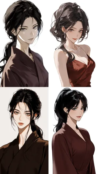 一是个女性，年龄大约介于十五岁到二十岁，眼尾细长的眼睛散发有如黑曜石的耀眼光芒，充满光泽的茂密黑发绑成马尾，细致的雪白肌肤在阳光照射下，仿佛珍珠闪闪发亮。最吸引目光的地方莫过于高雅的气质，还有任何人都会多看一眼，充满异国风情的美貌。身上那袭深棕色长袍虽然平凡无奇，穿在她身上却变得像是豪华礼服。